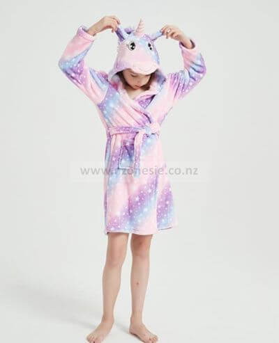 Kids purple star unicorn robe